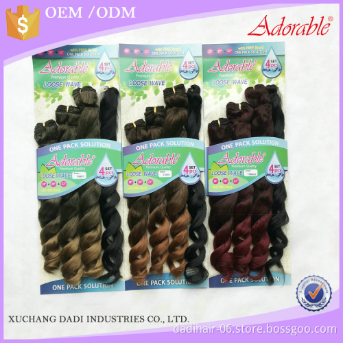 Adorable Wholesale heat resistant synthetic hair weft 4pcs 18"20"22" loose deep wave synthetic hair weaving free braid mixed